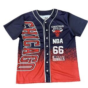 UNK NBA Chicago Bulls Team USA 66 Mens Snap Button Up Baseball Jersey Adult XL